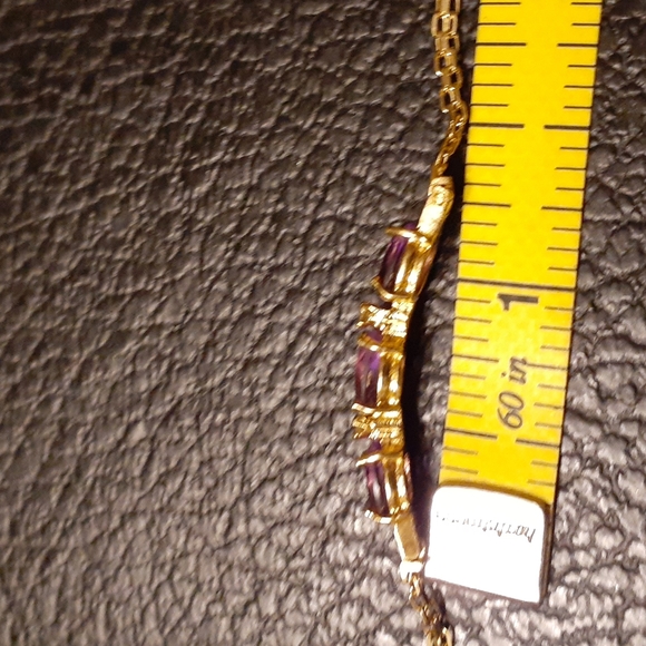 14K AMYTHEST/ ACCENT DIAMOND BRACELET 7"L - Picture 6 of 8